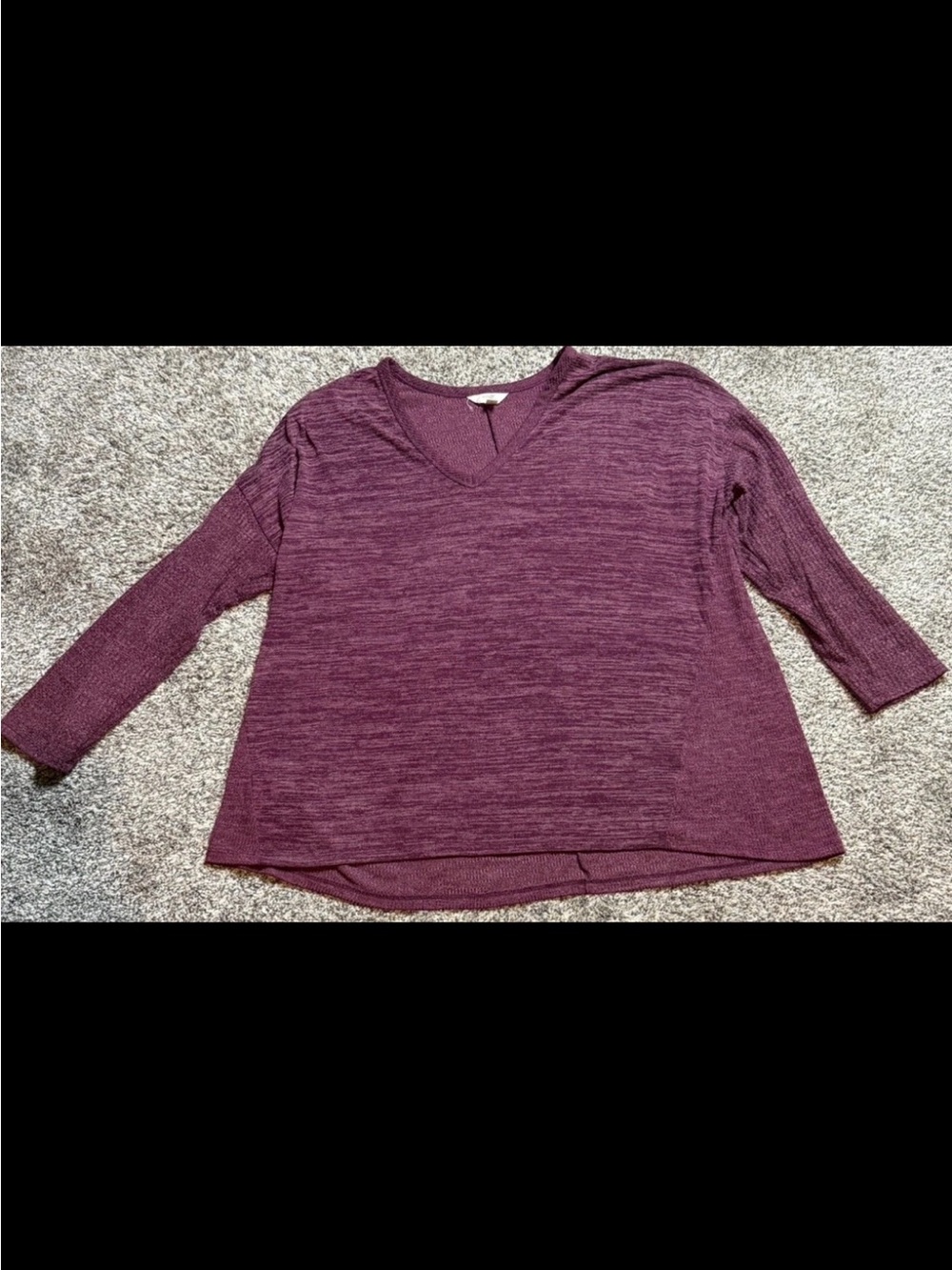 Terra & Sky Heathered Plum V-Neck Tunic Top